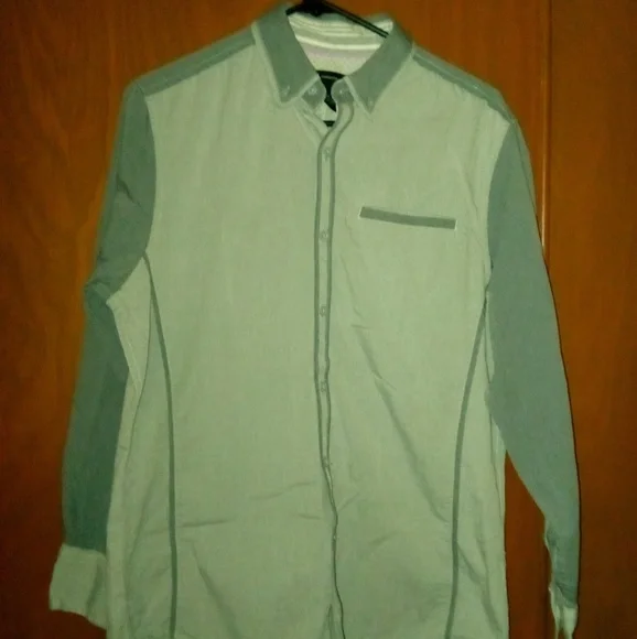 International Concepts Two Tone Gray Casual Button Down Shirt - Picture 4 of 14